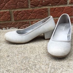 Glittery silver heels